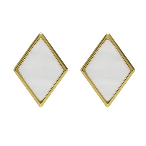Soulquest gold-plated short earrings with nacar in diamond shape
