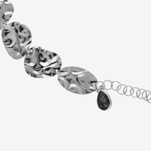 Fullness sterling silver adjustable bracelet with grey crystal in texture shape