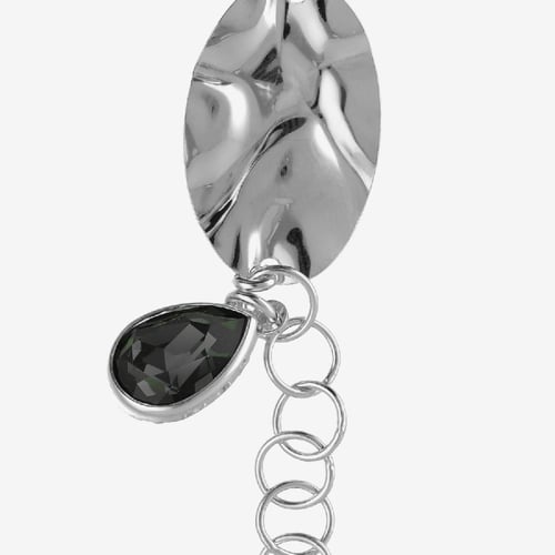 Fullness sterling silver adjustable bracelet with grey crystal in texture shape