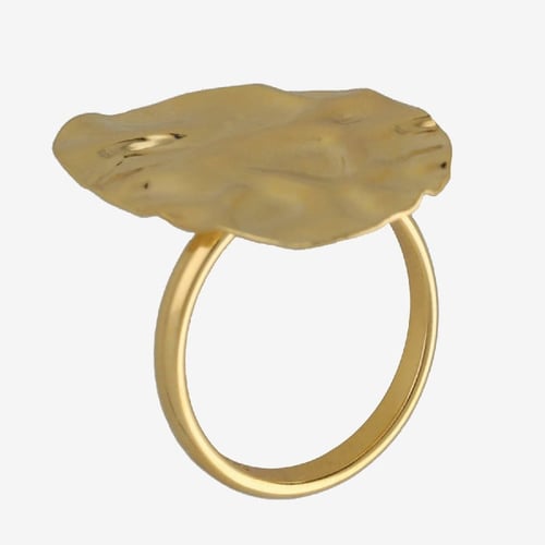 Fullness gold-plated adjustable ring in texture shape