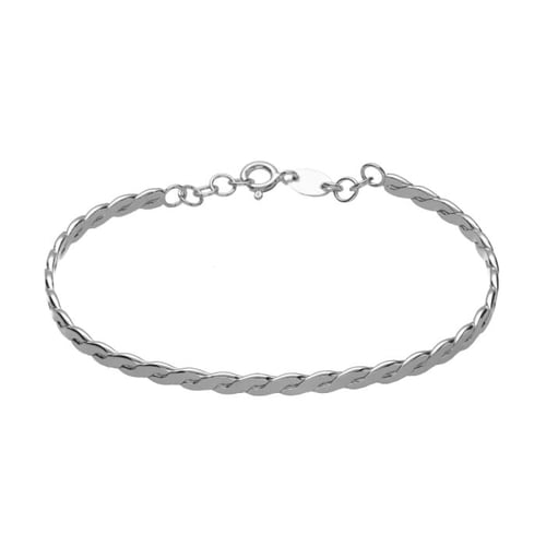 Fluency sterling silver rigid bracelet in braided shape