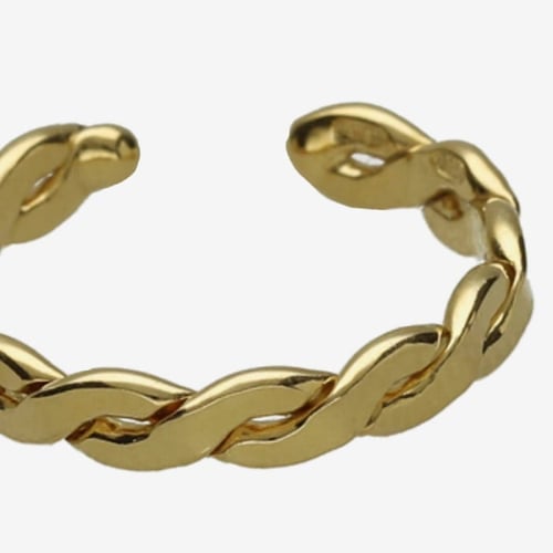 Fluency gold-plated adjustable ring in braided shape