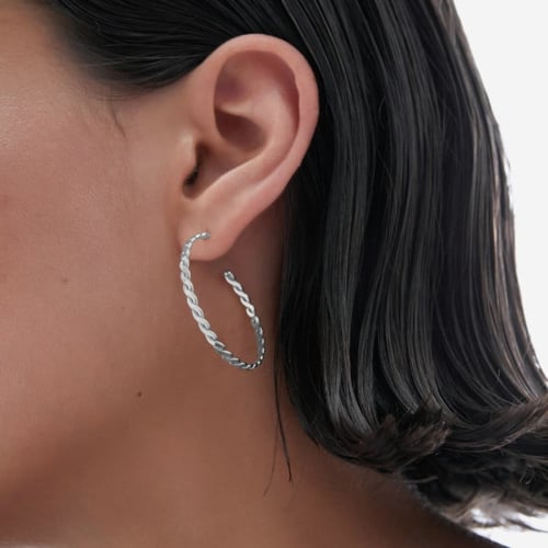 Fluency sterling silver hoop earrings in braided shape