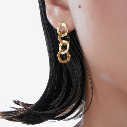 Essence gold-plated long earrings in circle shape