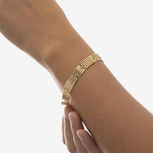 Connect gold-plated adjustable bracelet in texture shape