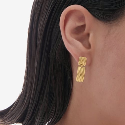 Connect gold-plated long earrings in rectangle shape