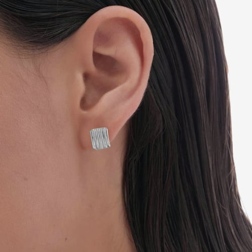 Connect sterling silver stud earrings in rectangle shape