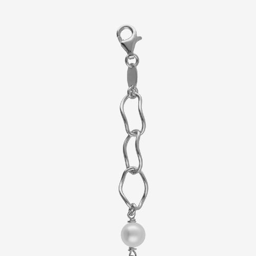 Pulsera ajustable perla y eslabones elaborada en plata