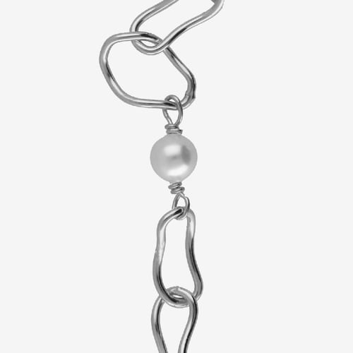 Connect sterling silver adjustable bracelet in pearl and links shape