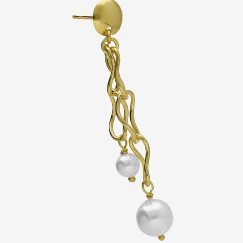 Pendientes largos perla bañados en oro