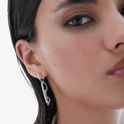 Connect sterling silver hoop earrings in waterfall shape