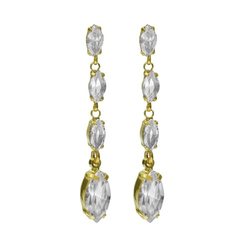 Purpose gold-plated long earrings marquise crystal