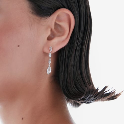 Purpose sterling silver long earrings marquise crystal