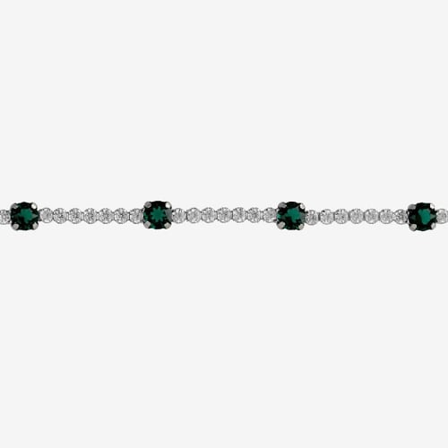 Shine sterling silver adjustable bracelet with green crystal in waterfall shape
