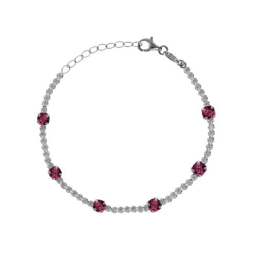 Shine sterling silver adjustable bracelet with pink crystal in waterfall shape
