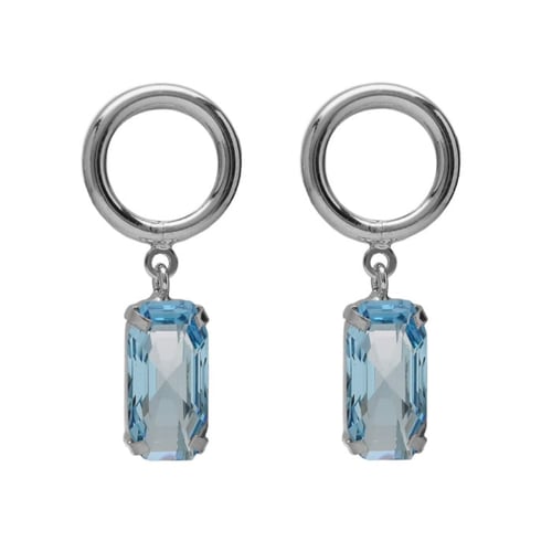 Inspire sterling silver short blue rectangle and circle earrings