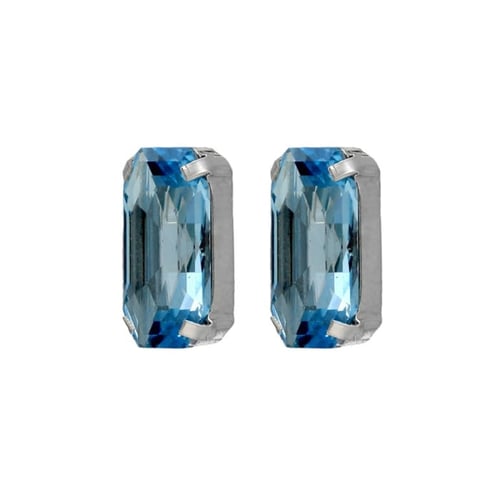Inspire sterling silver stud earrings with blue crystal in rectangle shape