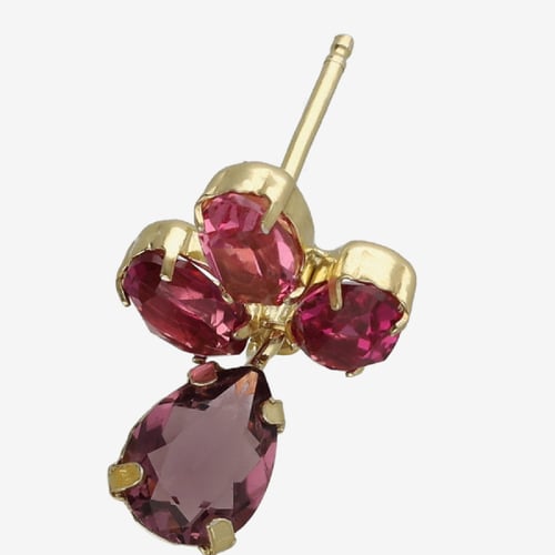 Harmony gold-plated short earrings with purple crystal in flower shape