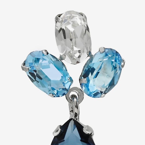 Harmony sterling silver short earrings with blue crystal in flower shape
