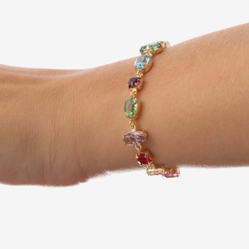 Passion gold-plated adjustable bracelet with multicolour crystal