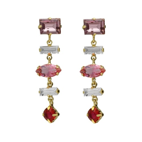 Passion gold-plated multicolored long earrings
