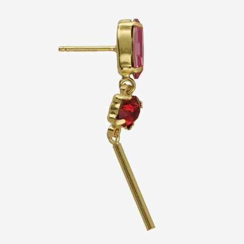 Passion gold-plated long earrings with pink crystal
