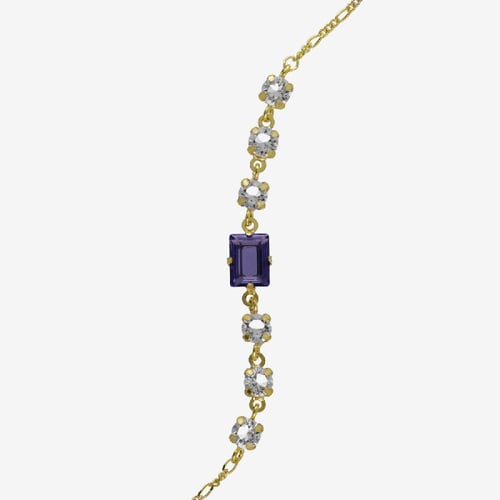 Serenity gold-plated adjustable bracelet with purple crystal in rectangle shape
