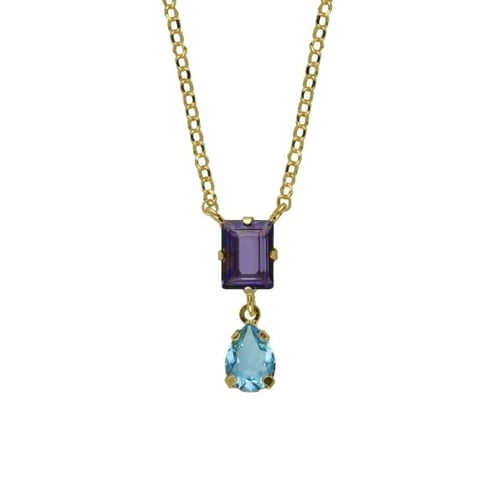 Balance gold-plated short necklace Tuyyo with purple crystal