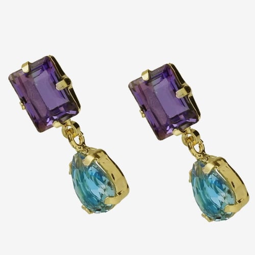 Balance gold-plated Tuyyo short earrings with purple crystal