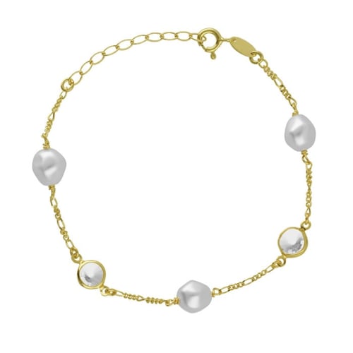 Purpose gold-plated adjustable bracelet with pearl
