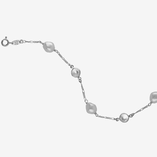 Pulsera ajustable perla elaborada en plata