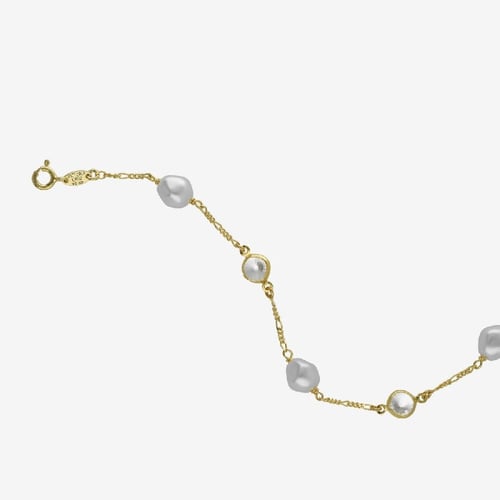 Purpose gold-plated short necklace with white crystal and pearl