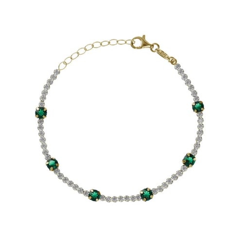 Shine gold-plated adjustable bracelet with green crystal in waterfall shape