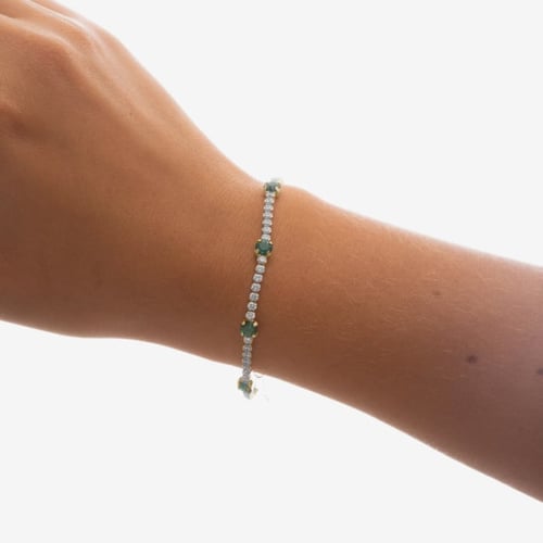 Shine gold-plated adjustable bracelet with green crystal in waterfall shape