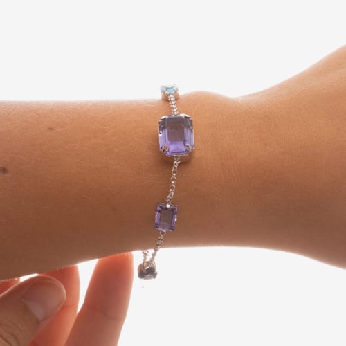 Balance sterling silver crystal bracelet with purple crystal