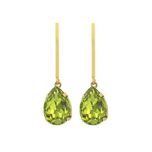 Iconic gold-plated tear cytrus green earrings