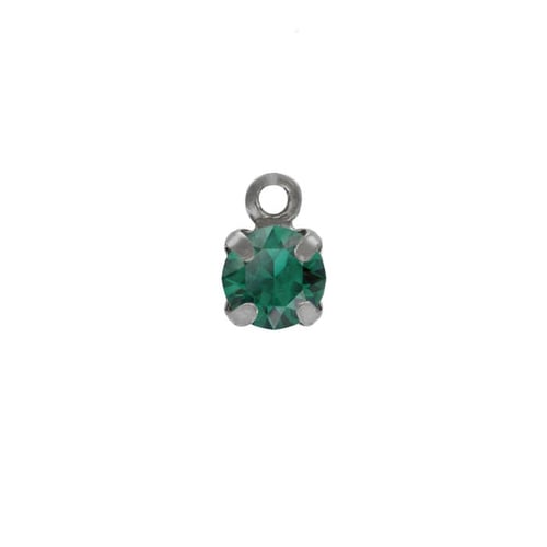 Charming stone emerald charm in silver