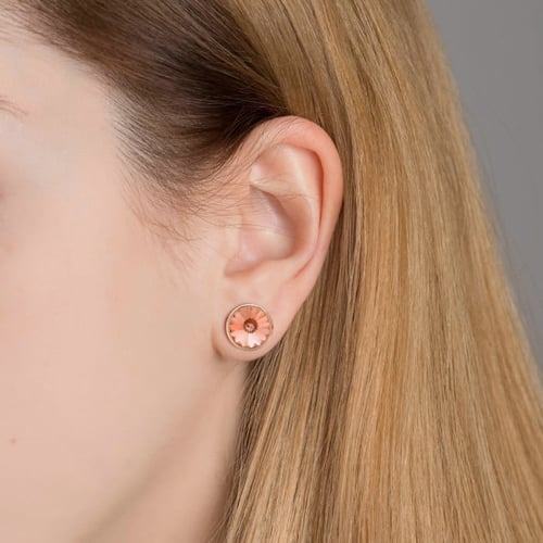 Basic light peach earrings in rose gold plating