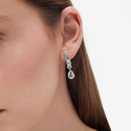Transparent tears crystal earrings in silver