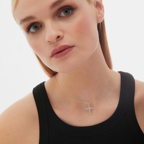 Arisa cross crystal necklace in gold plating