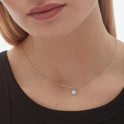 Je t´aime pearl crystal necklace in silver
