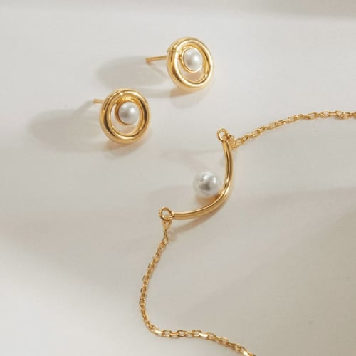 Perlite pearl necklace in gold plating