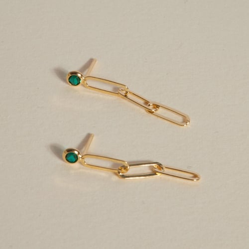 Pendientes eslabones emerald de Greta en oro