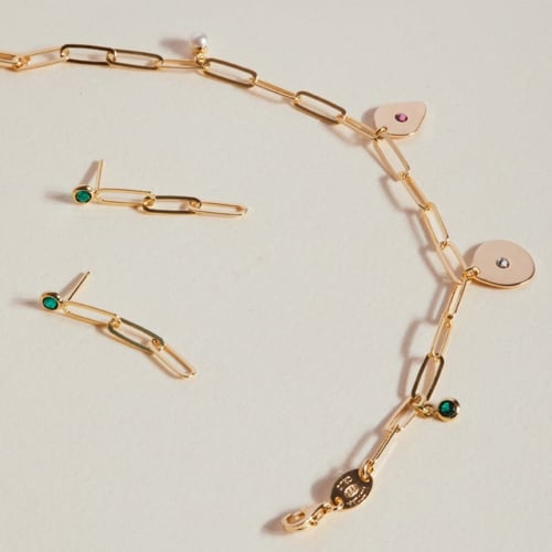Greta links emerald earrings in gold plating