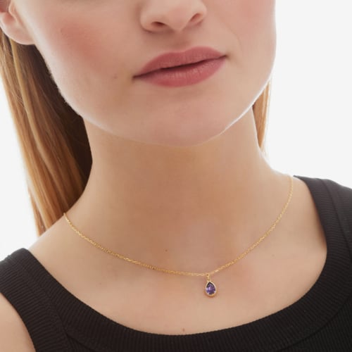 Essential XS tear tanzanite necklace in gold plating
