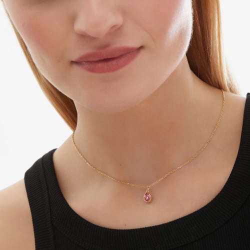 Essential XS tear light rose necklace in gold plating