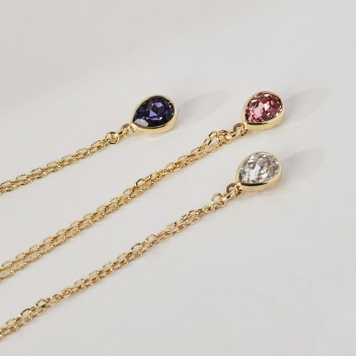 Essential XS tear light rose necklace in gold plating