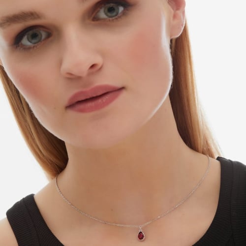 Essential XS tear scarlet necklace in silver