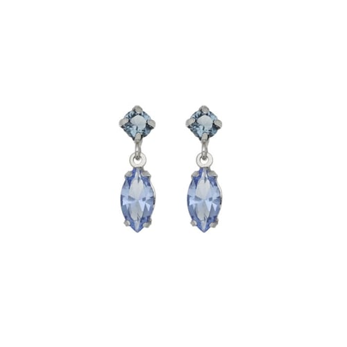 Sabina sterling silver short earrings with blue in marquise shape