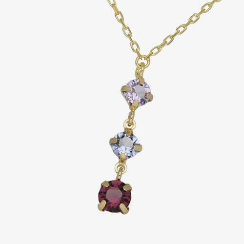 Velvet gold-plated short necklace with multicolour in combination shape
